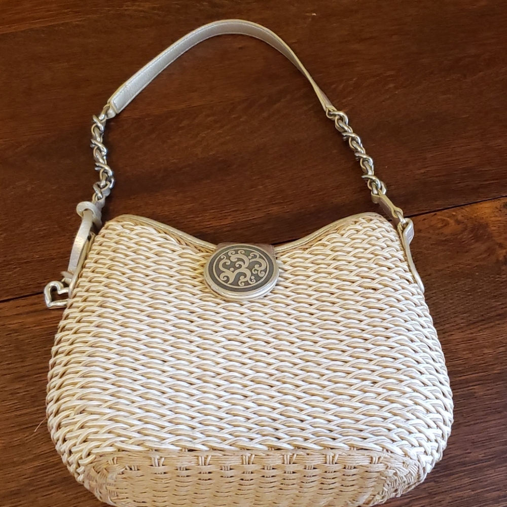 Brighton Cream Woven Shoulder Bag with Silver Accents - Picture 2 of 16